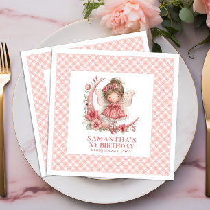 Servilleta De Papel De Cena Servilletas florales rosa sonrojado de cumpleaños 