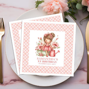 Servilleta De Papel De Cena Servilletas Florales Sonrojadas de Niña Hada Linda