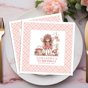 Servilleta De Papel De Cena Servilletas Flores Rosadas Cumpleaños 5 de Niña Ha