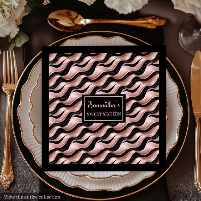 Servilleta De Papel De Cena Servilletas Lux Rose Gold Elegantes Acentuadas con (Lux Rose Gold Napkins Elegant Glitter Party Accent)