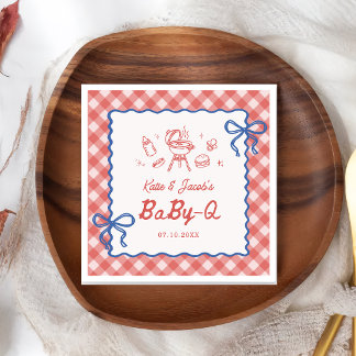 Servilleta De Papel De Cena Servilletas para Baby Shower Red Barbecue Baby-Q