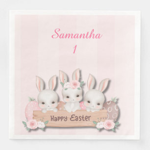 Servilleta De Papel De Cena Servilletas para Cena de Pascua - Conejitos y Rosa