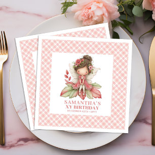 Servilleta De Papel De Cena Servilletas pastel rosa cumpleaños niña hada linda