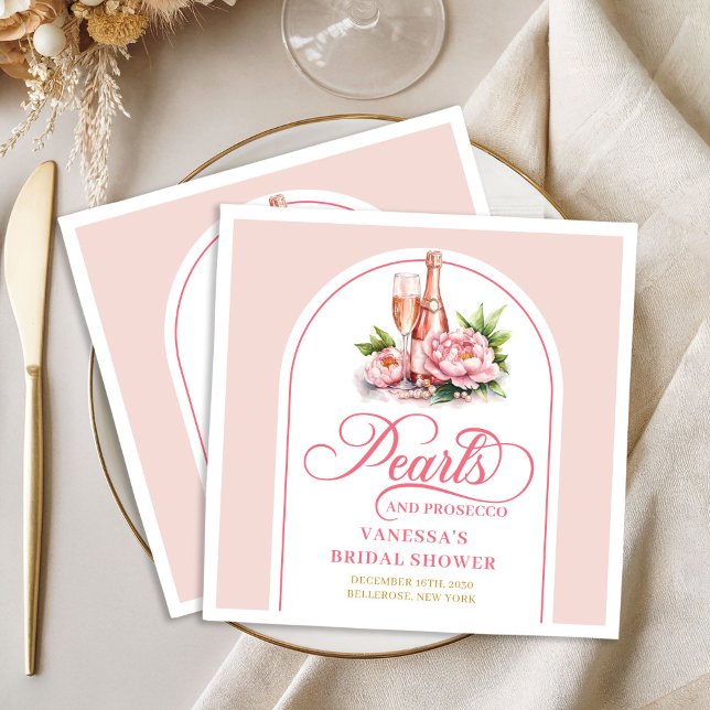 Servilleta De Papel De Cena Servilletas personalizadas chic perlas y prosecco (Chic personalized napkins pearls and prosecco

)