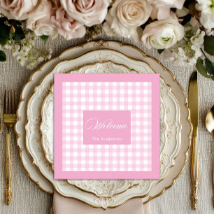Servilleta De Papel De Cena Servilletas Personalizadas de Cuadro Rosa Chic Ace