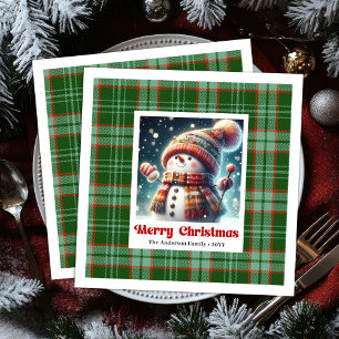 Servilleta De Papel De Cena Servilletas Personalizadas de Navidad con Muñeco d