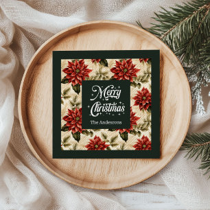 Servilleta De Papel De Cena Servilletas Personalizadas de Poinsettia con Ambie