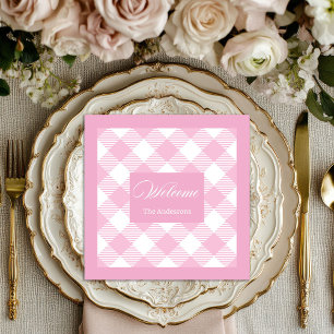 Servilleta De Papel De Cena Servilletas Personalizadas de Tartán Clásico Rosa 