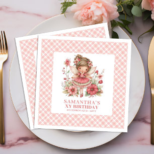 Servilleta De Papel De Cena Servilletas rosa pastel para cuarto cumpleaños de 