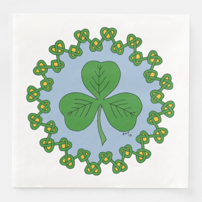 Servilleta De Papel De Cena Shamrock and Knotwork (Anverso)