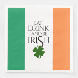 Servilleta De Papel De Cena Shamrock come bebida y sé bandera irlandesa