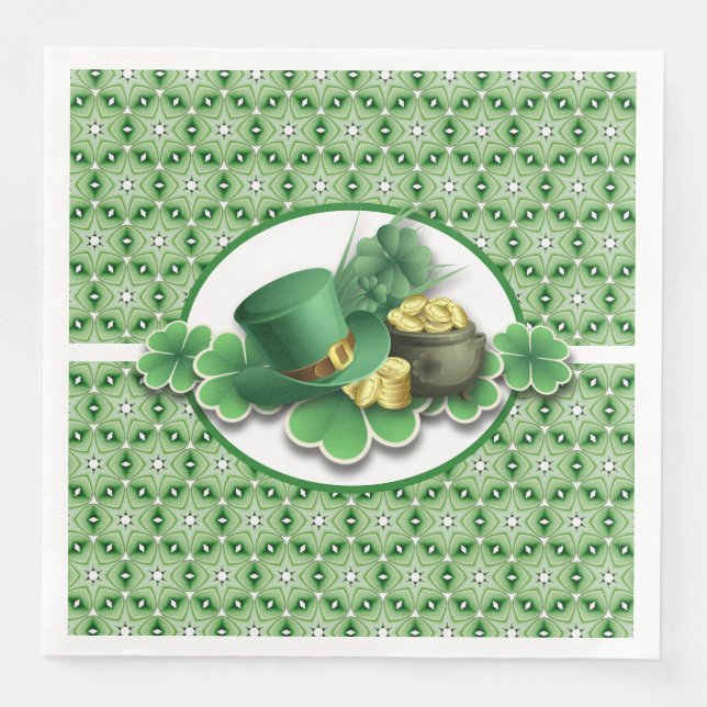 Servilleta De Papel De Cena Shamrock irlandés (Anverso)