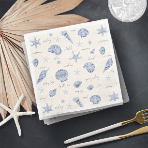 Servilleta De Papel De Cena Shells Starfish Sun Fun Textos Blue ID918