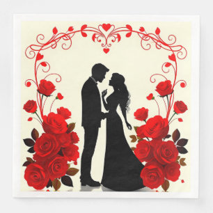 Servilleta De Papel De Cena Silueta Romántica de una Pareja