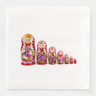 Servilleta De Papel De Cena Símbolo de cultura de madera de Matryoshka - ruso