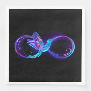 Servilleta De Papel De Cena Símbolo de infinito de neón con colibrí brillante