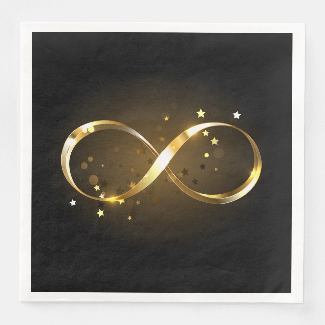 Servilleta De Papel De Cena Símbolo de infinito dorado (Anverso)