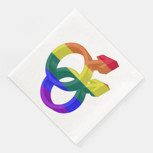 Servilleta De Papel De Cena Símbolos del orgullo masculino Bandera arco iris