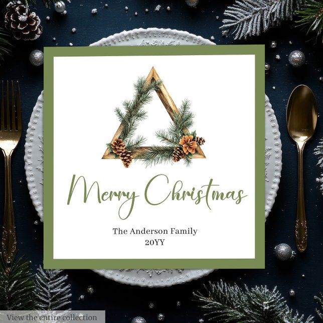 Servilleta De Papel De Cena Simple Boho Rustic Christmas Wreath Napkins (Simple Boho Rustic Christmas Wreath Napkins)