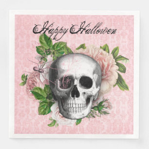 Servilleta De Papel De Cena Skul gótica con Rosas   Halloween