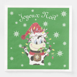 Servilleta De Papel De Cena Snowbell, la vaca y la Navidad luces servilletas d