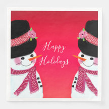 Snowman Rojo Y Rosa