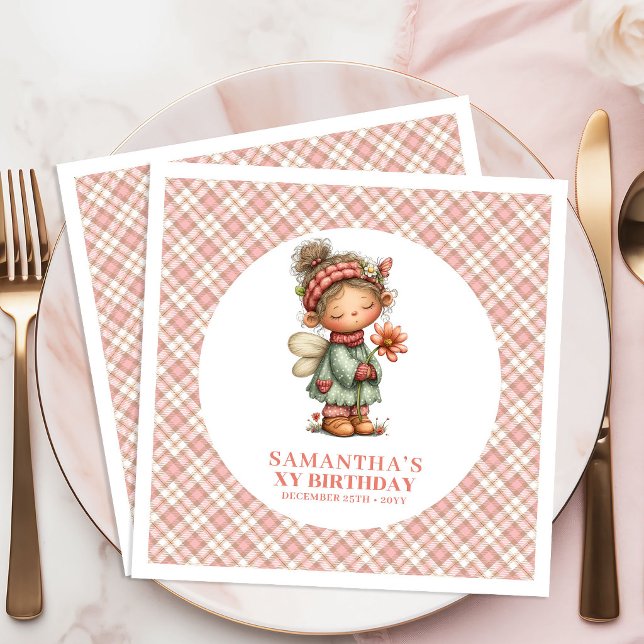 Servilleta De Papel De Cena Soft Blush Fairy Whimsy 6th Birthday Party Napkins (Soft Blush Fairy Whimsy 6th Birthday Party Napkins)