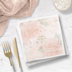 Servilleta De Papel De Cena Soft Blush Roses V1 ID828 Paper Dinner Napkins