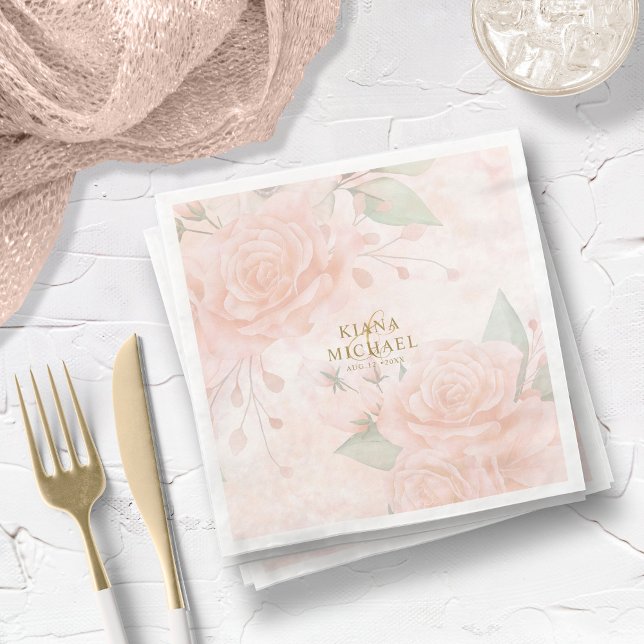 Servilleta De Papel De Cena Soft Blush Roses V1 ID828 Paper Dinner Napkins (Subido por el creador)