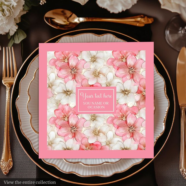 Servilleta De Papel De Cena Soft Pastel Pink Gold Napkins Delicate Custom Name (Soft Pastel Pink Gold Napkins Delicate Custom Name)