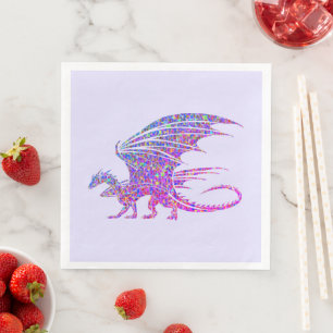 Servilleta De Papel De Cena Sorprendente Dragón Mosaico Púrpura