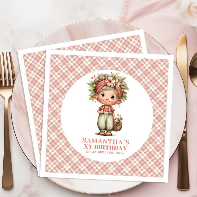 Servilleta De Papel De Cena Sparkling Fairy Floral Pastel 7th Birthday Party  (Sparkling Fairy Floral Pastel 7th Birthday Party Napkins)
