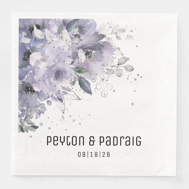 Servilleta De Papel De Cena Sparkling Silver Mauve Boda Cena (Anverso)