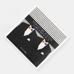 Servilleta De Papel De Cena Sr. y Sr. Suit y Boda de Rainbow Bow Tie Gay