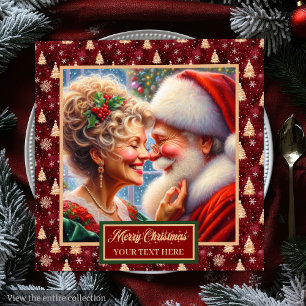 Servilleta De Papel De Cena Sr. y Sra. Claus Red Gold Green Napkins