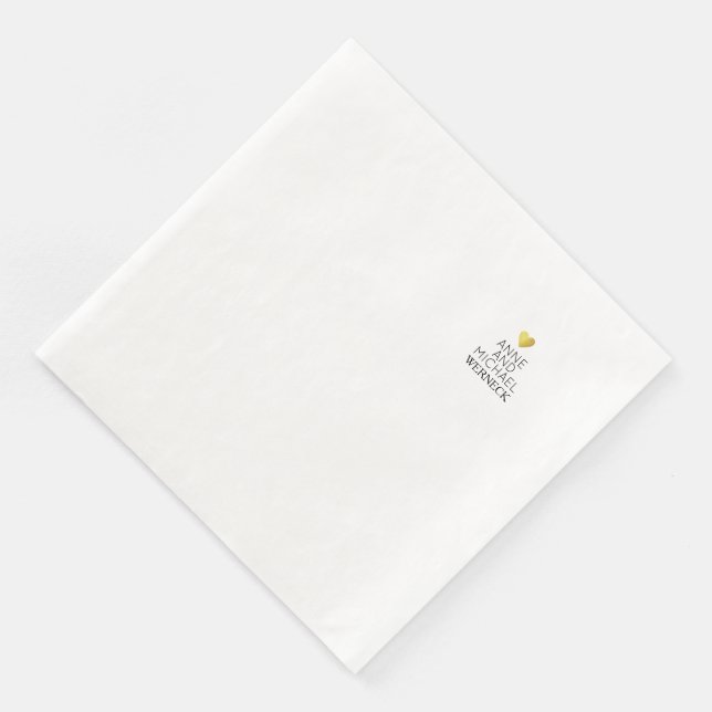 Servilleta De Papel De Cena Sr y Sra Nombres / Boda de Amor Blanco (Esquina)