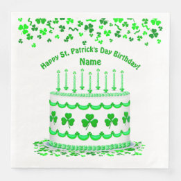 Servilleta De Papel De Cena St Patrick's Day Birthday Cake Custom Candles