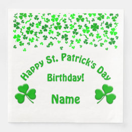 Servilleta De Papel De Cena St Patrick's Day Birthday Shamrocks