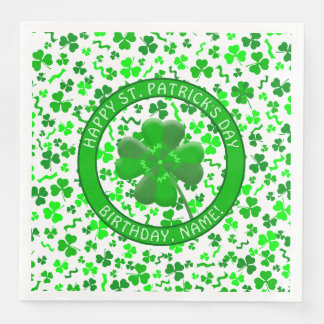 Servilleta De Papel De Cena St Patrick's Day Birthday Shamrocks Personalized