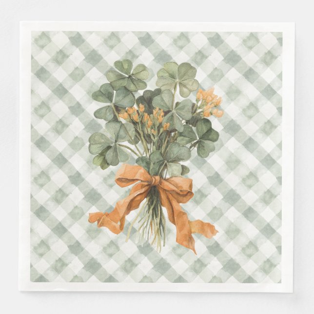 Servilleta De Papel De Cena  St Patrick's Day Four Leaf Clover  (Anverso)