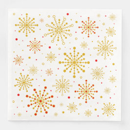 Servilleta De Papel De Cena Starburst Retro Atomic MidCentury Mod Red & Gold