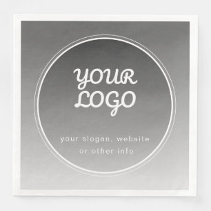 Servilleta De Papel De Cena Su logotipo y texto editable   Gradiente gris oscu