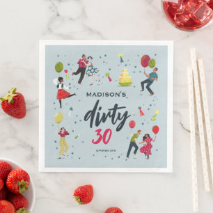 Servilleta De Papel De Cena Sucia 30.ª Invitación a la fiesta de cumpleaños