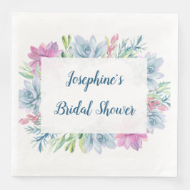 Servilleta De Papel De Cena Sucultores de acuarela Ducha de novia