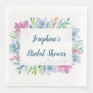 Servilleta De Papel De Cena Sucultores de acuarela Ducha de novia