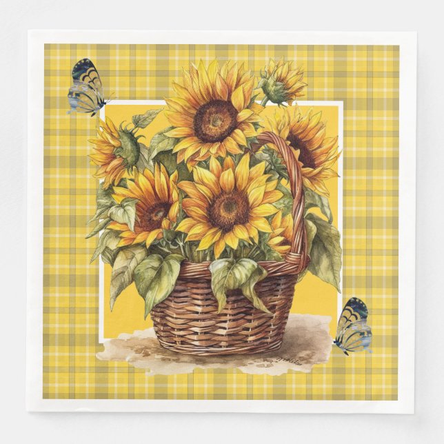 Servilleta De Papel De Cena Sunflower Country (Anverso)