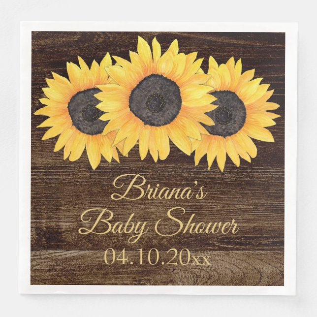 Servilleta De Papel De Cena Sunflowers Baby Shower Dinner Napkin (Anverso)