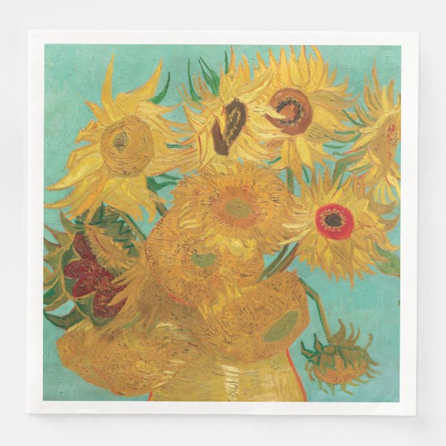Servilleta De Papel De Cena Sunflowers de Van Gogh (Anverso)