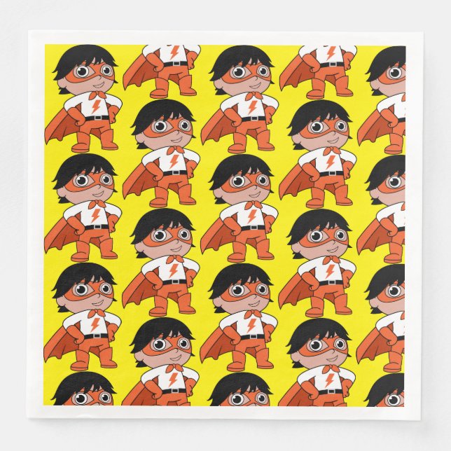 Servilleta De Papel De Cena Super Boy Héroe de Acción (Anverso)
