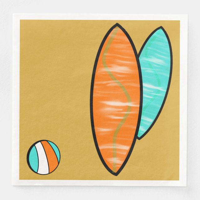Servilleta De Papel De Cena Surfista Papel de cumpleaños Cena servilletas #2 (Anverso)